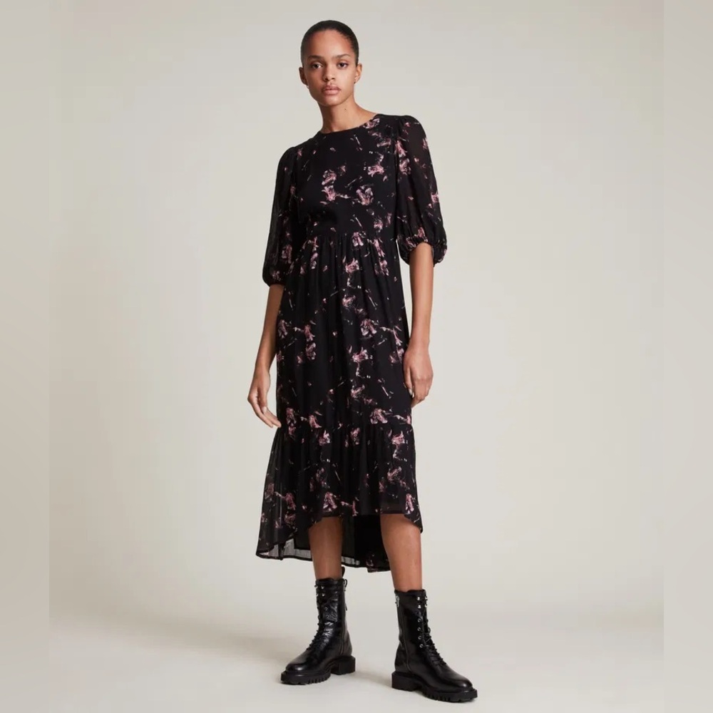 ALL SAINTS Sadie Vemur Midi Dress Size 6